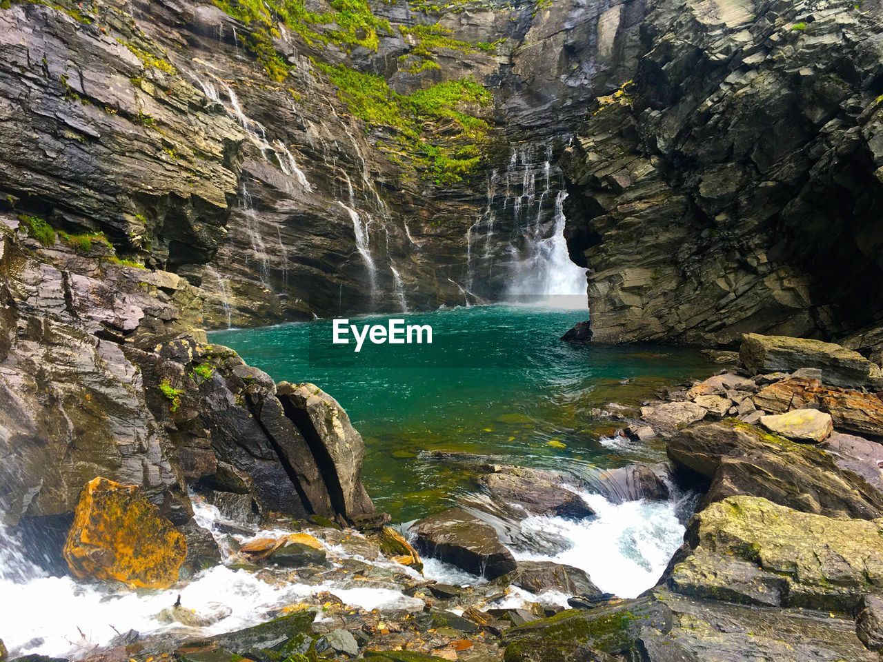 Scenic view of waterfall