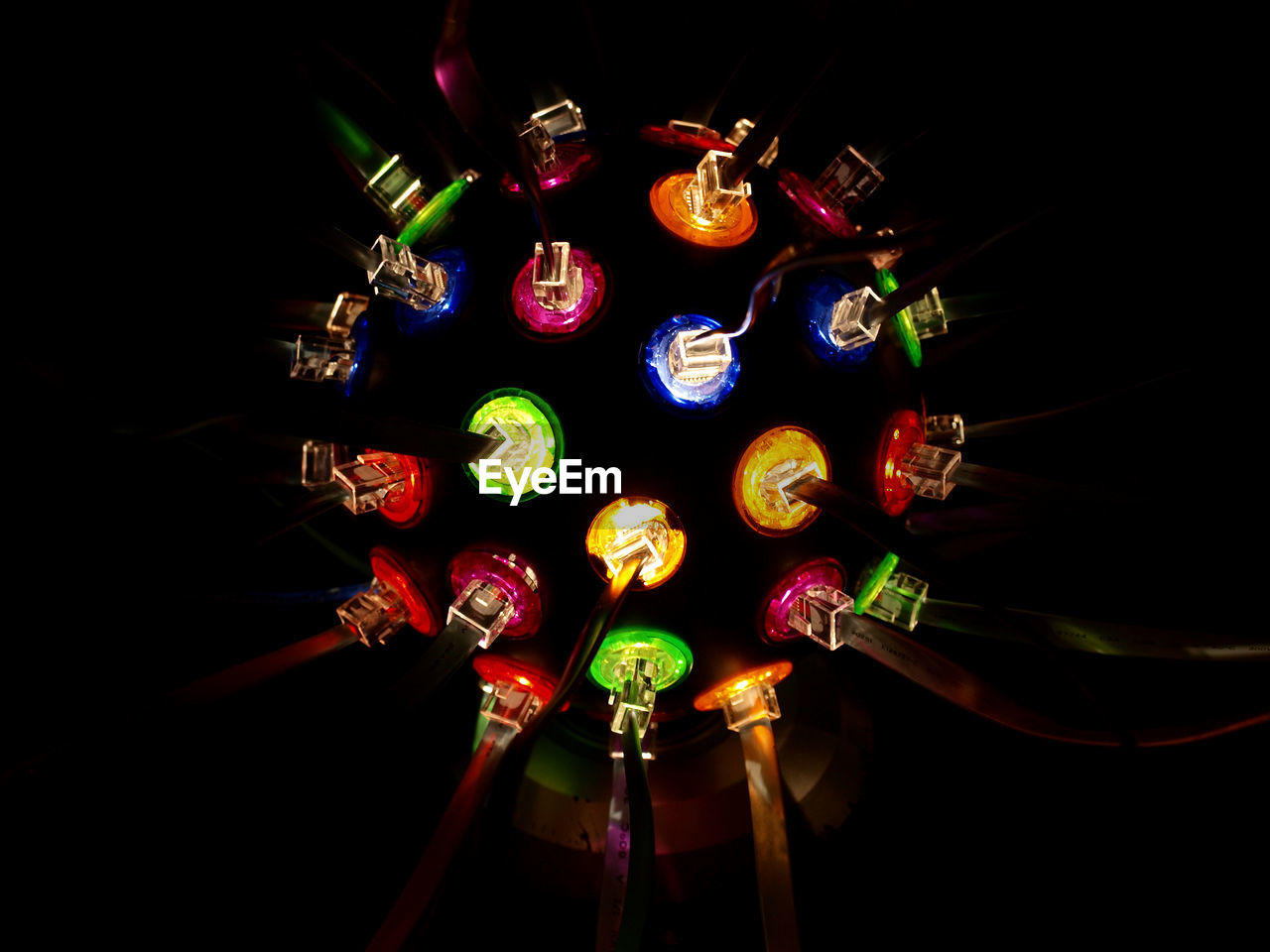 Telephone cables and connectors and glowing orb
