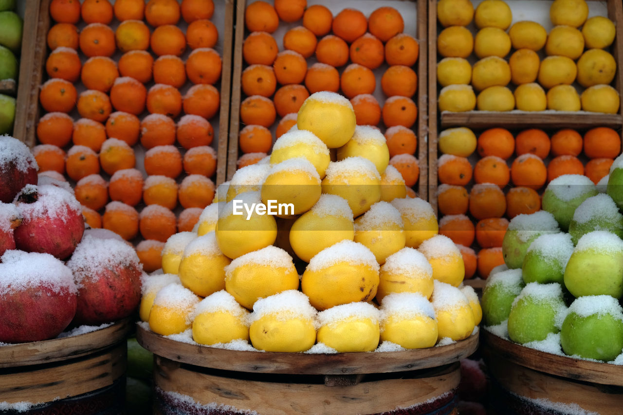 FULL FRAME SHOT OF ORANGES IN MARKET