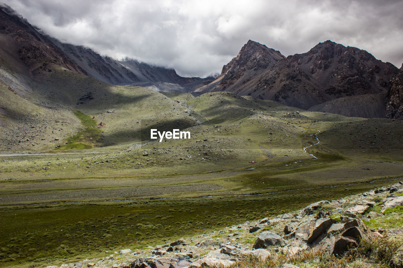 Scenic view of mountains against sky