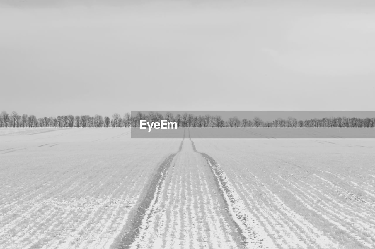 Scenic view of snow covered field