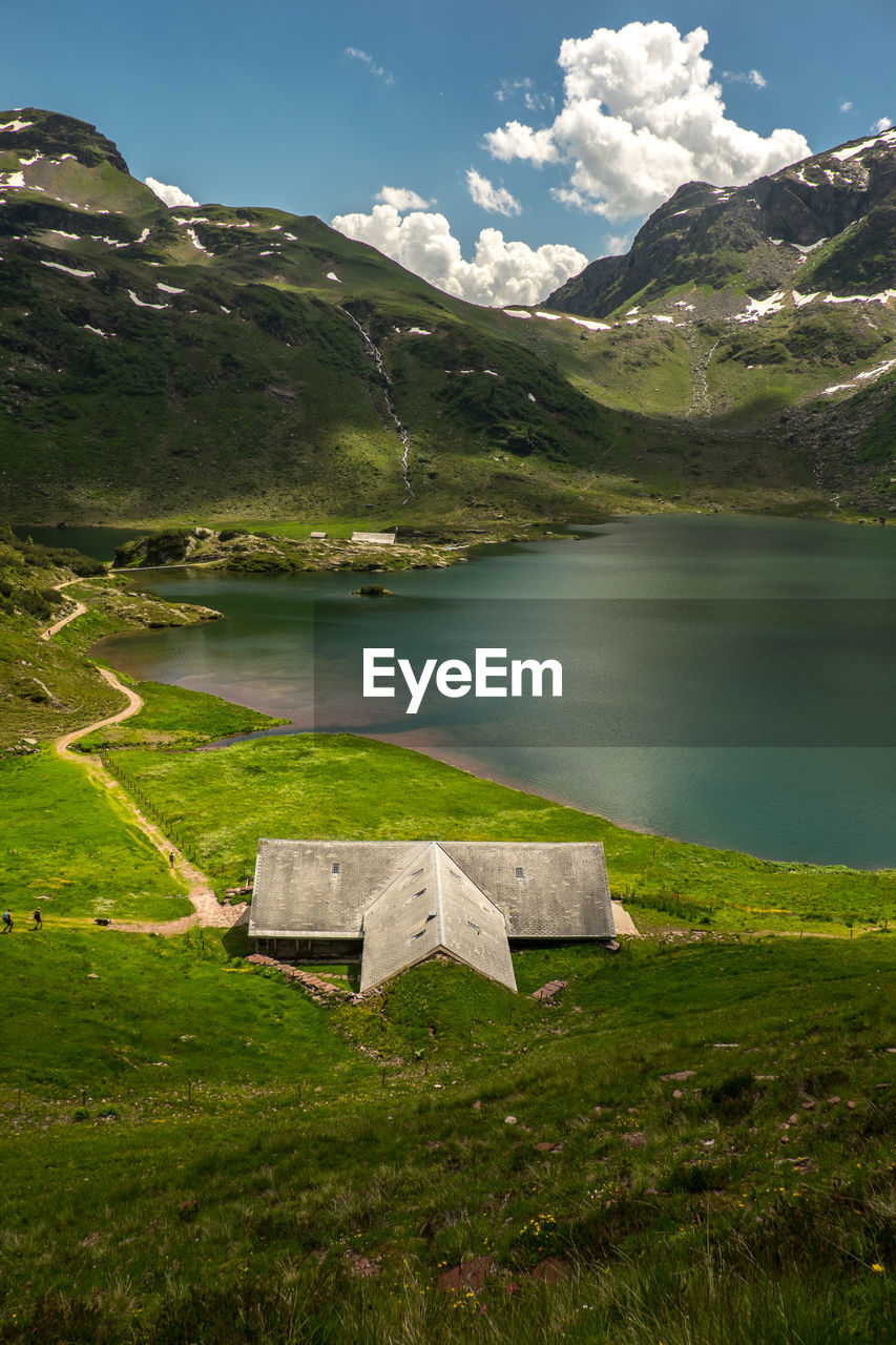 Scenic view of lake and mountains