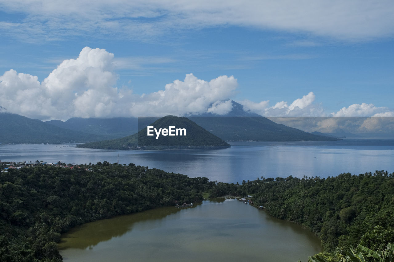 There is maitara island and tidore island seen from ternate island, north moluccas