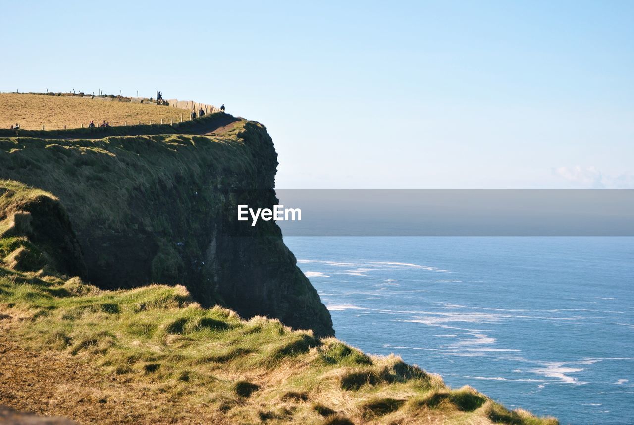 Scenic view of sea against clear sky