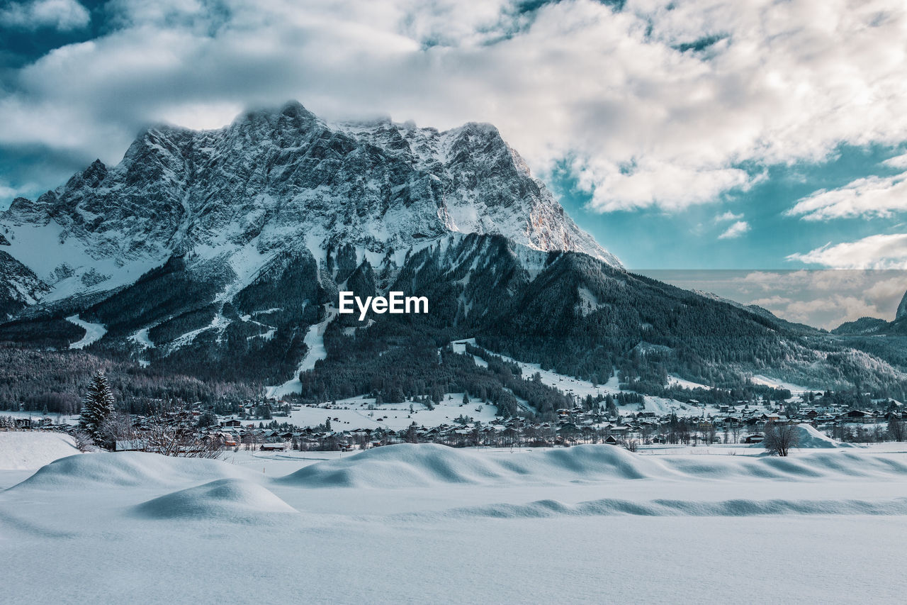 Winter landscape in the bavarian alps, germany.
