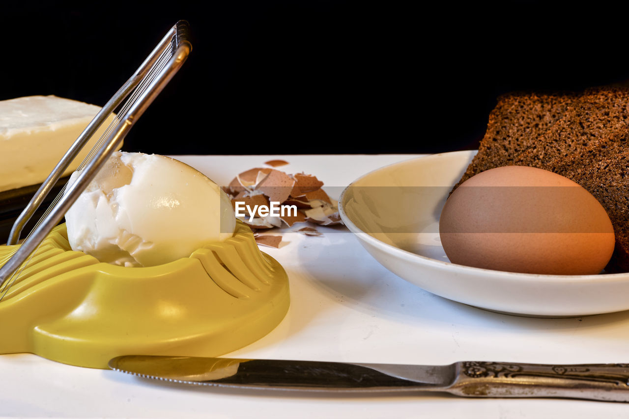 high angle view of dessert on table