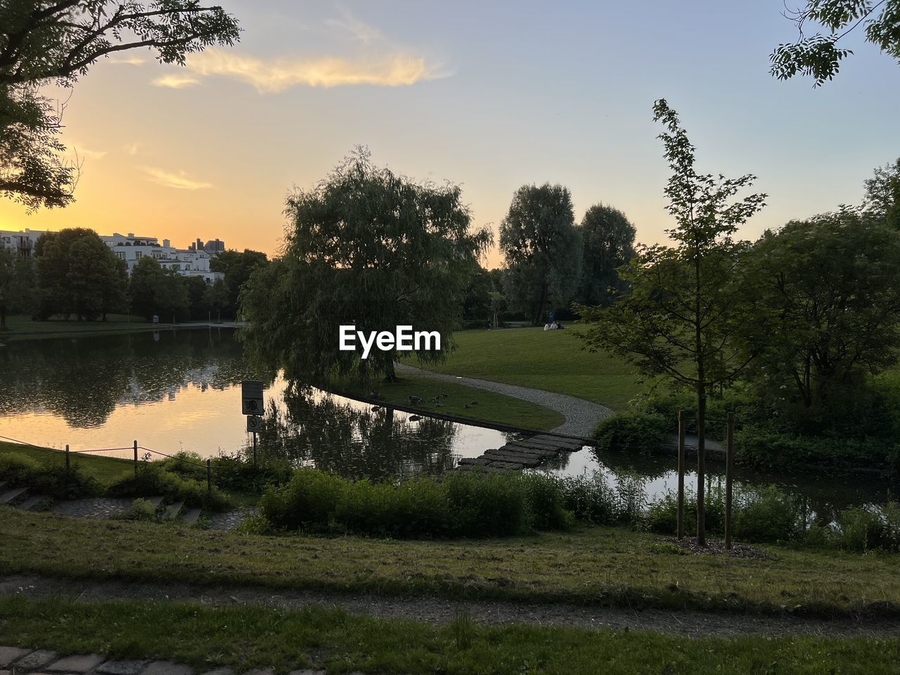 tree, plant, nature, water, sky, reflection, lake, beauty in nature, grass, tranquility, scenics - nature, rural area, sunset, landscape, environment, tranquil scene, no people, cloud, green, outdoors, travel destinations, activity, land, autumn, sunlight, non-urban scene, growth, leisure activity