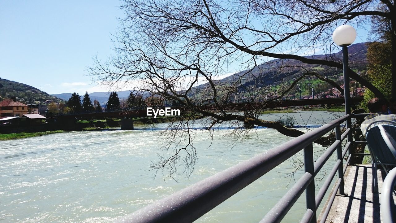 Bridge over river in town