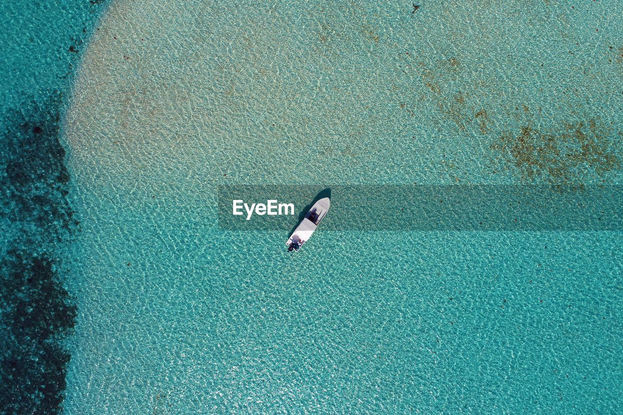 Aerial view of boat in sea