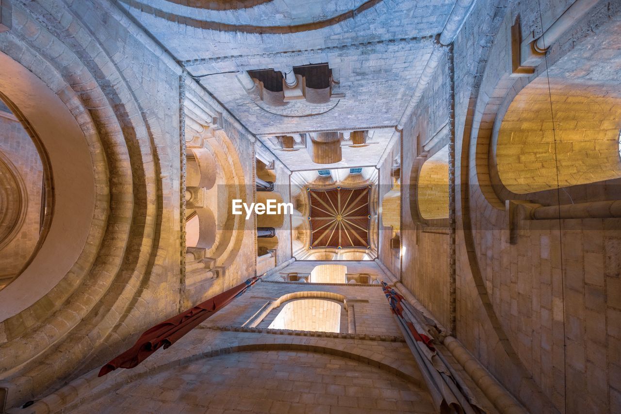 Wide shot of cathedral ceiling