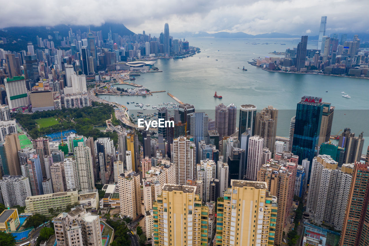 Aerial view of city buildings