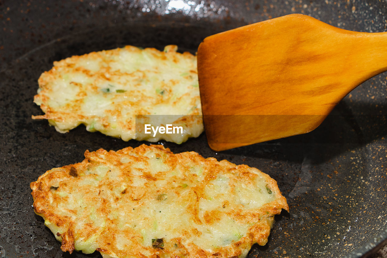 food, food and drink, dish, produce, vegetarian food, vegetable, freshness, breakfast, no people, fritter, fried food, meal, indoors, close-up, healthy eating, potato pancake, fast food, fried, high angle view, kitchen utensil, wellbeing, cuisine, household equipment, still life, baked