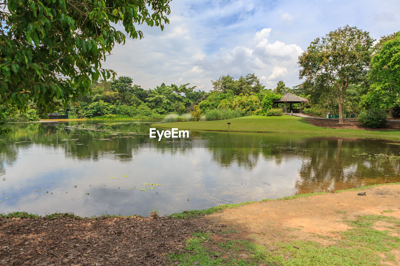 Scenic view of lake against sky