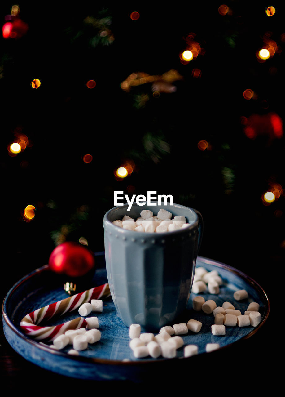 high angle view of christmas decorations