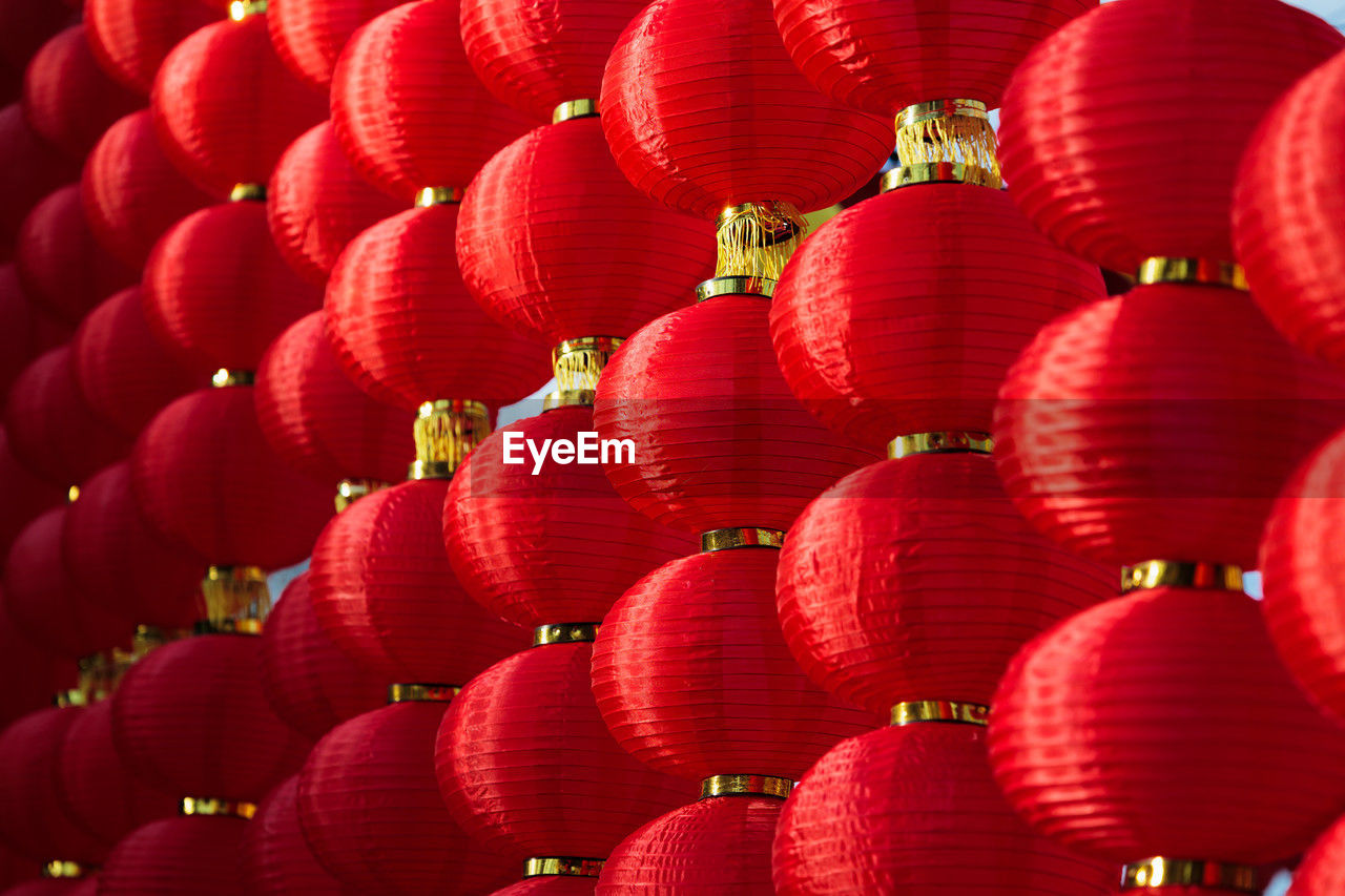 Full frame shot of red lanterns