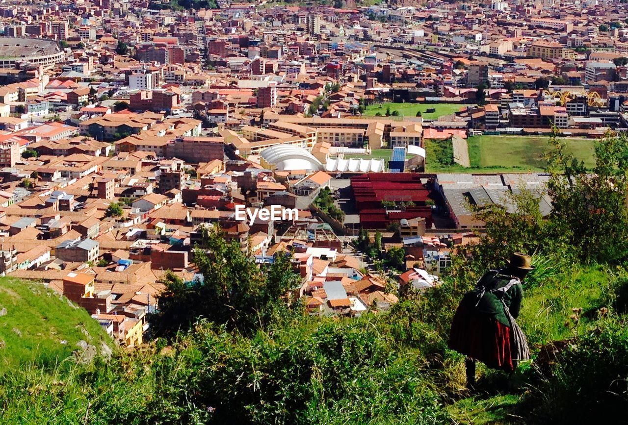 High angle view of cityscape