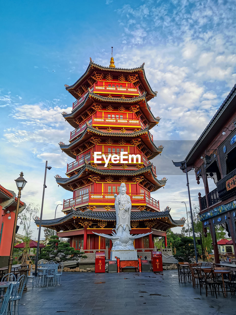 Low angle view of temple against sky