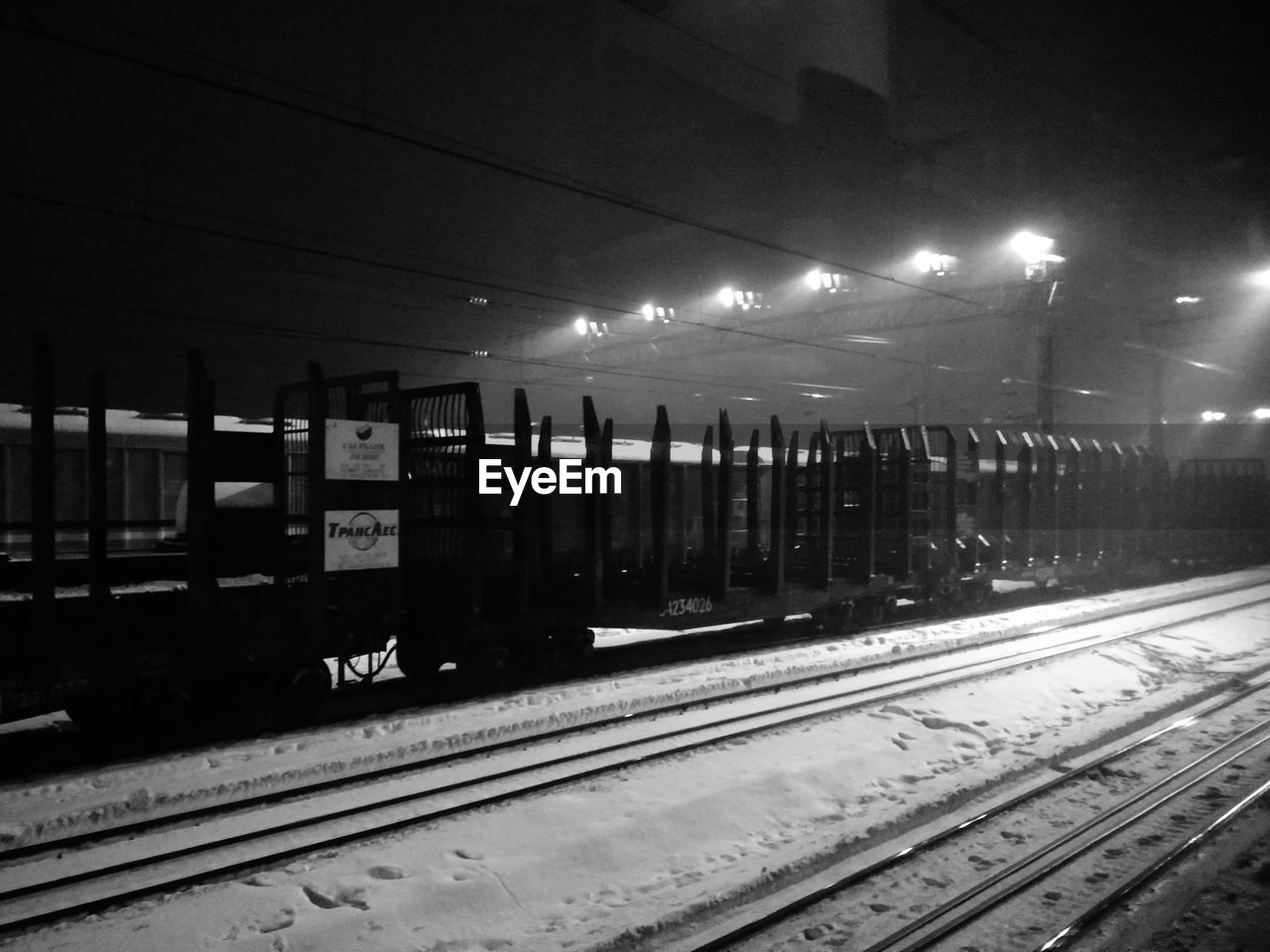 RAILROAD STATION PLATFORM AT NIGHT