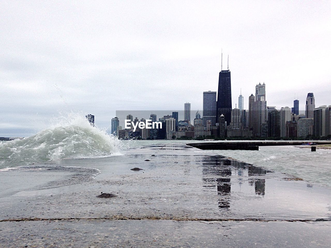 Chicago waterfront on stormy day