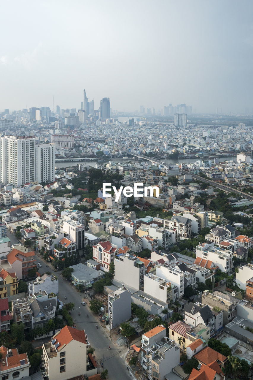 CITYSCAPE AGAINST CLEAR SKY