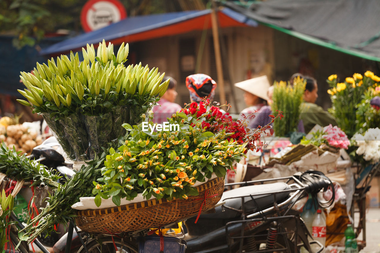 Close-up of flowers for sale at market stall