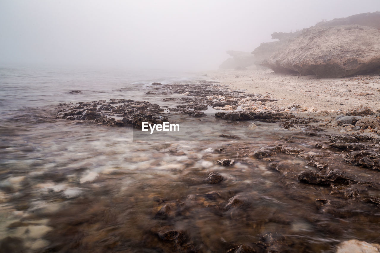 Scenic view of sea against clear sky