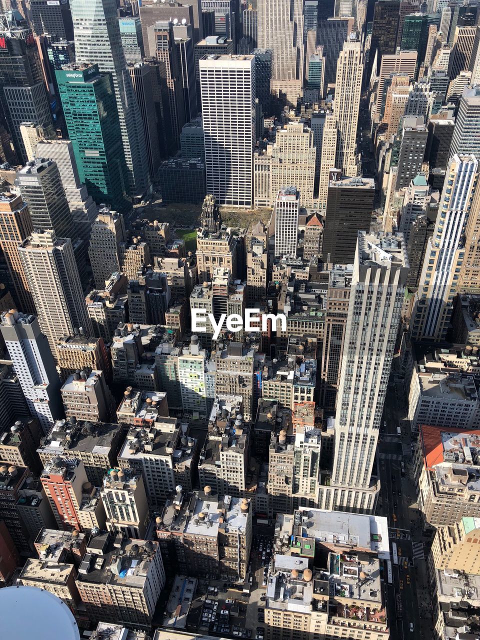 High angle view of buildings in city