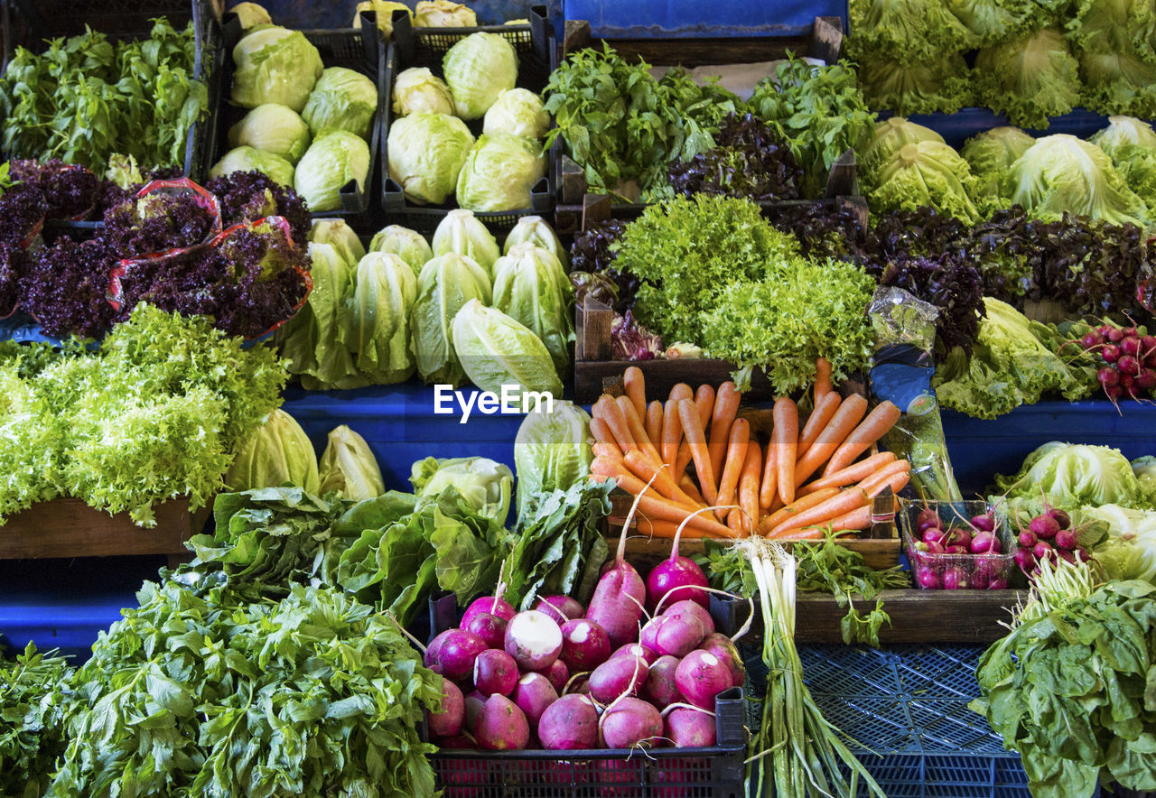 High angle view of market stall for sale