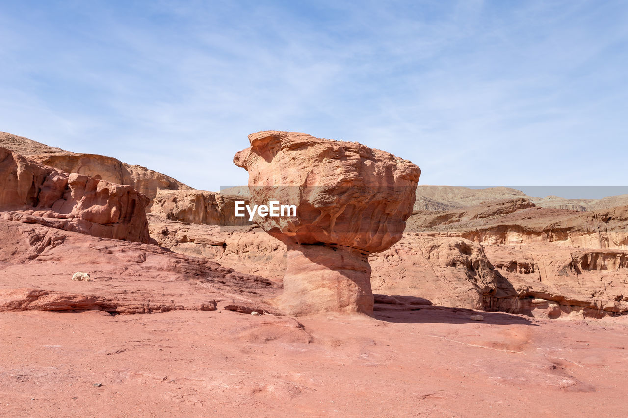 rock formations in desert against sky