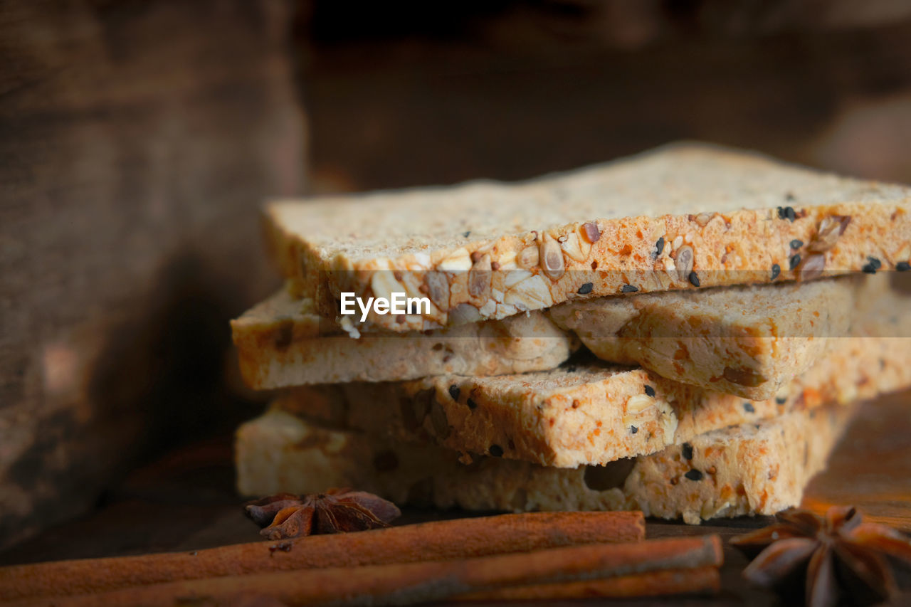 Close-up of bread on table