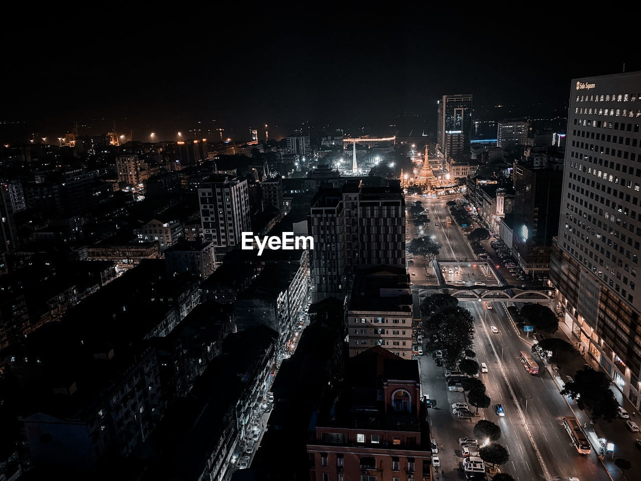 The beautiful top view of yangon, myanmar