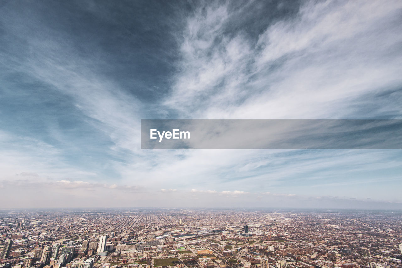 High angle view of townscape against sky