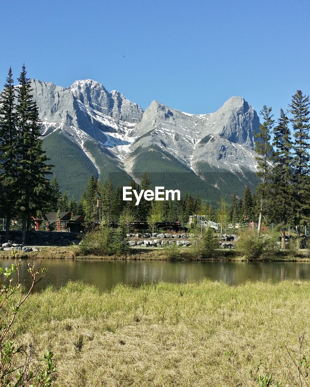 Scenic view of lake and mountains