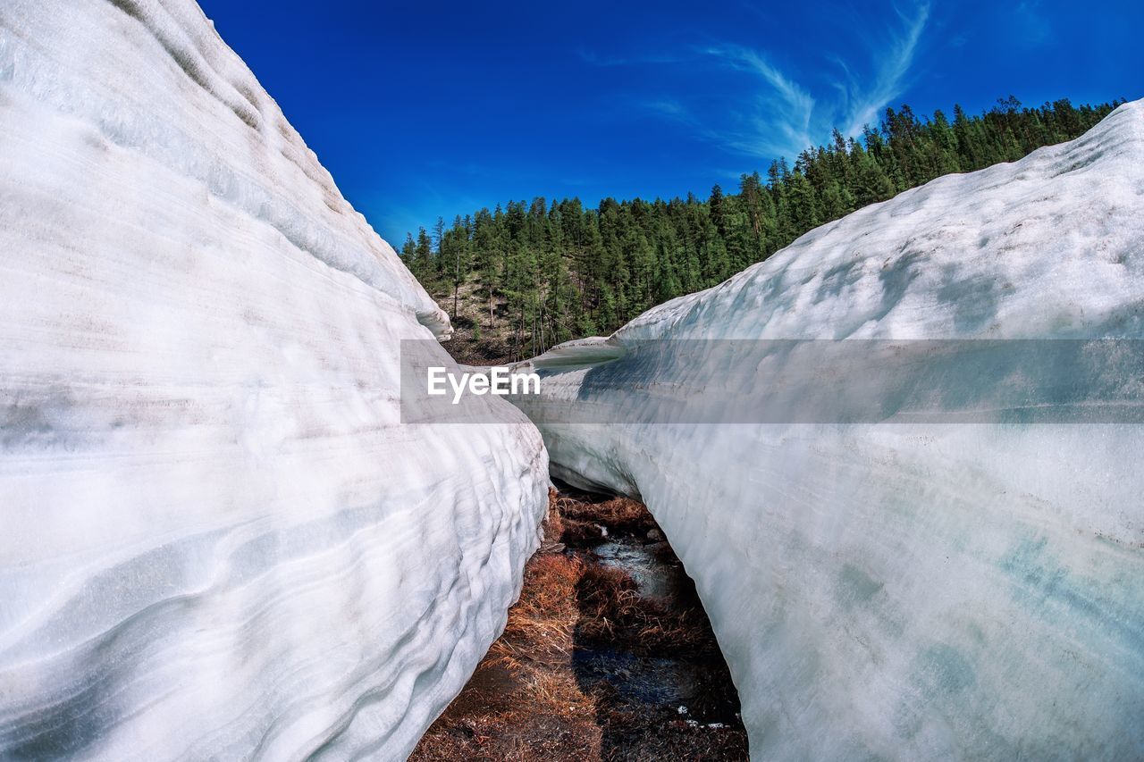 Narrow footpath amidst glaciers