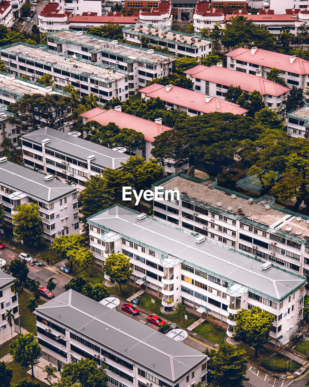 Birdseye view of singapore tiong bahru housing estate area with classic houses 