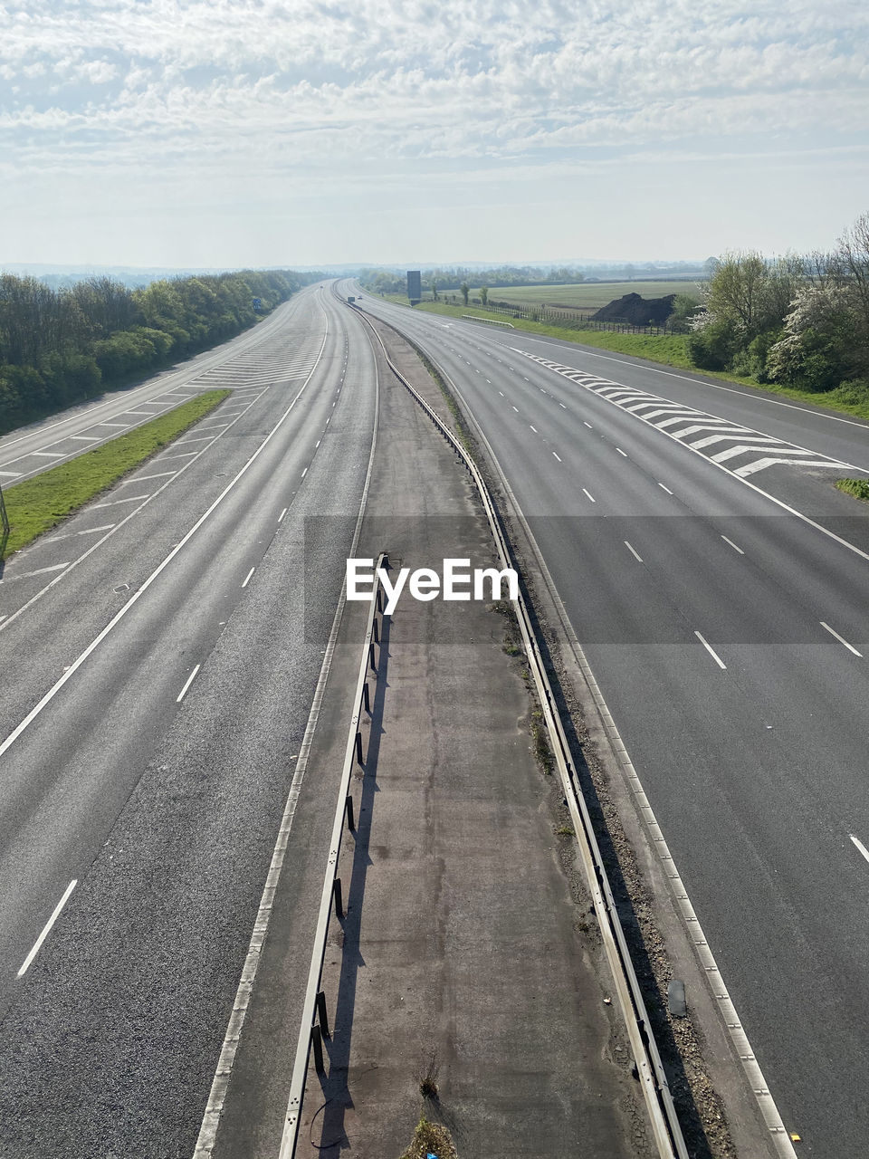 high angle view of empty road