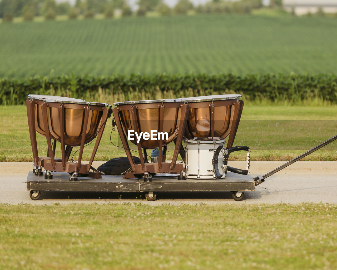 Timpani cart being moved to where the rehearsal will be held