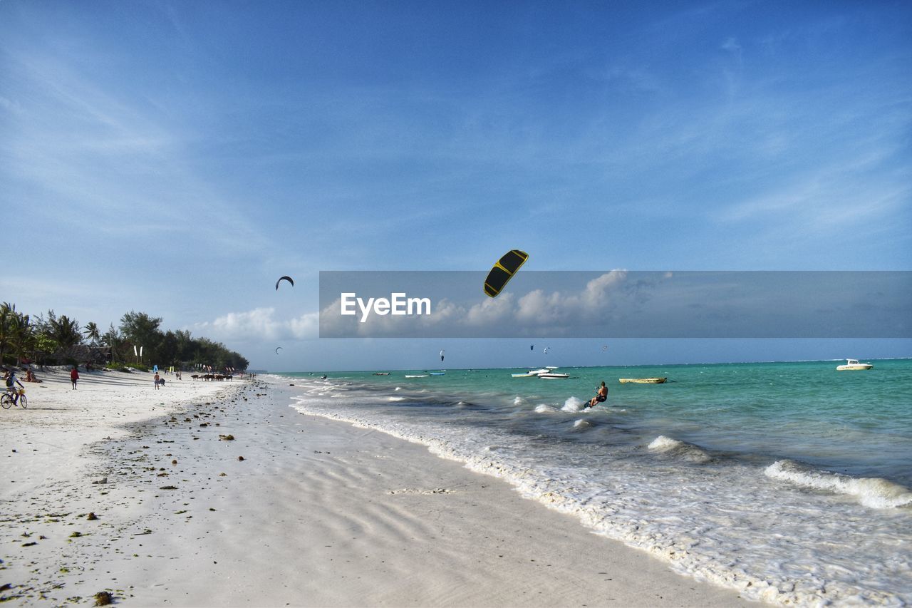 PEOPLE ON BEACH AGAINST SKY