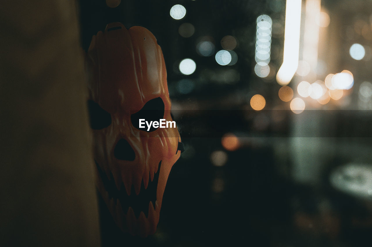 Close-up of jack-o-lantern halloween mask 