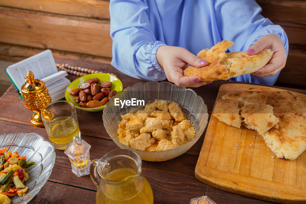 high angle view of food in plate on table