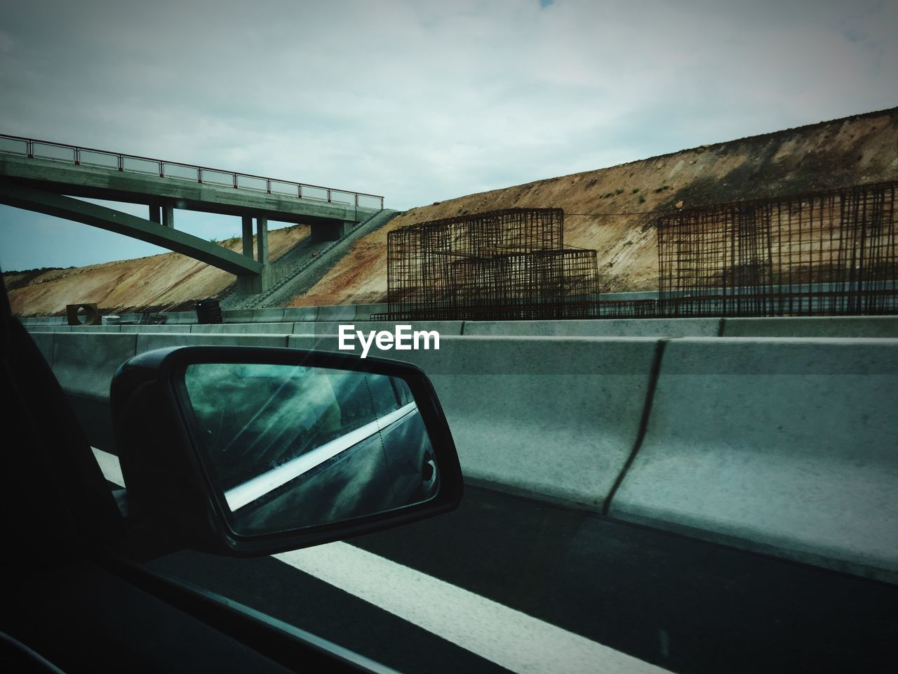 Bridge seen through car window