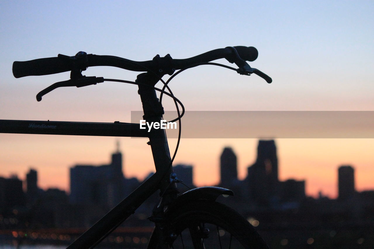 Close-up of cropped bicycle handlebar