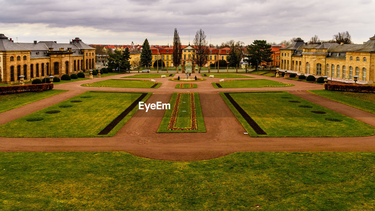 BUILDINGS IN A GARDEN