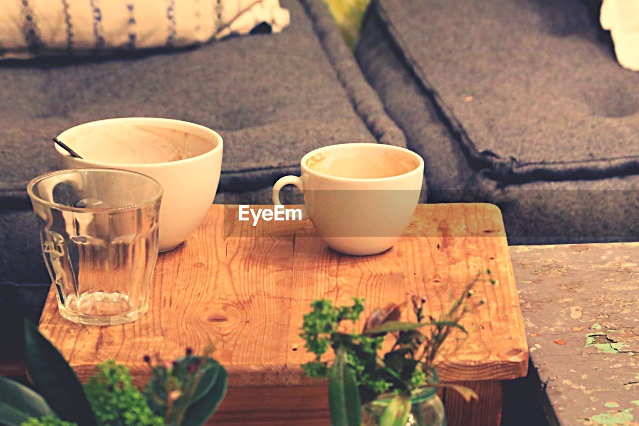 Close-up of coffee cup on table