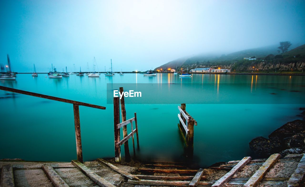 Scenic view of lake against clear sky