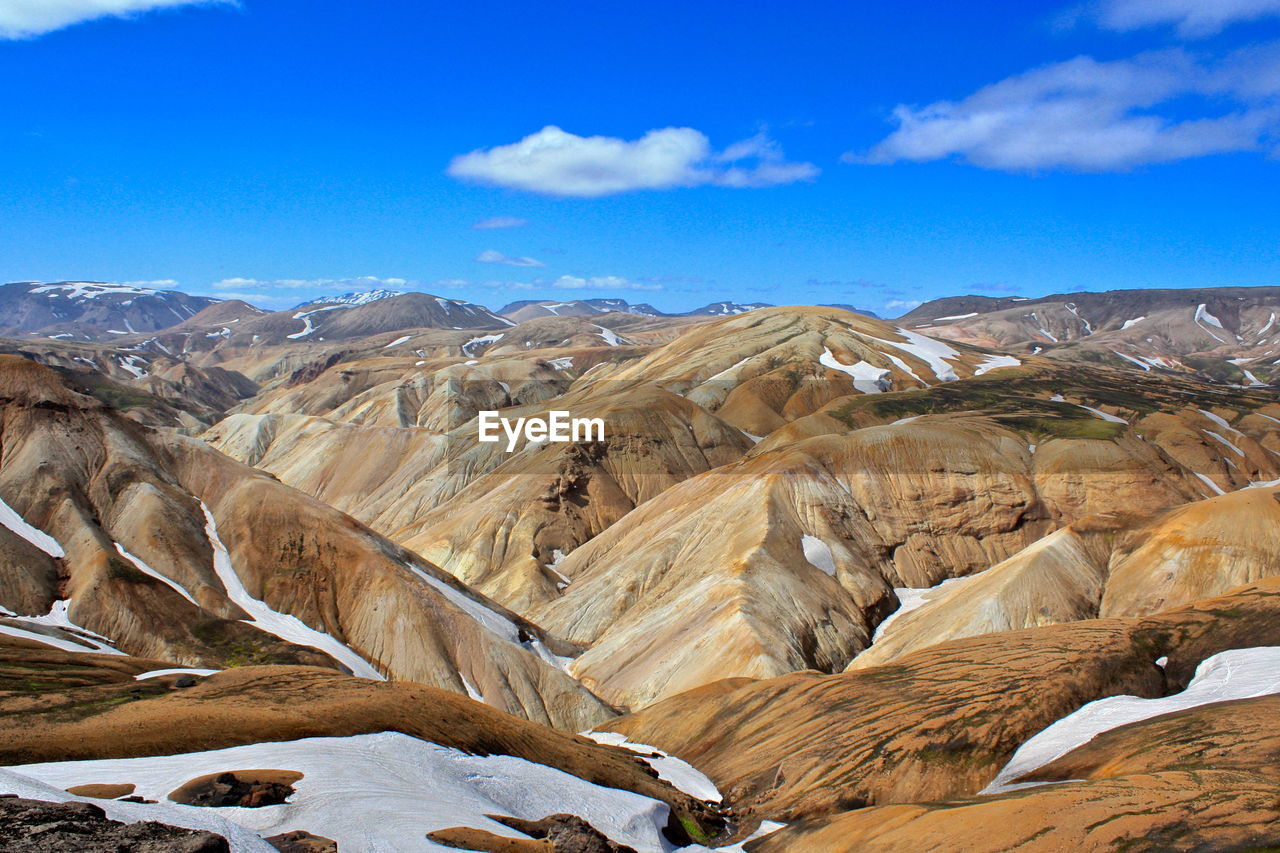 Scenic view of mountains against cloudy sky