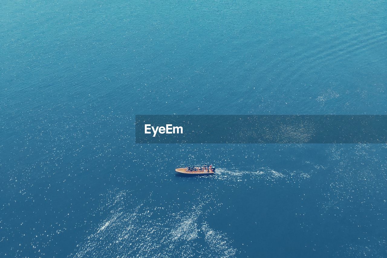 Aerial view of boat on sea