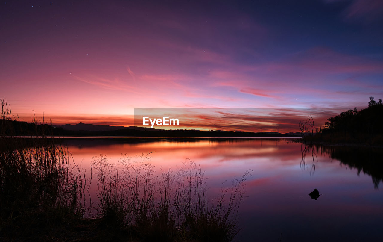 Winter solstice sunset over lake samsonvale 