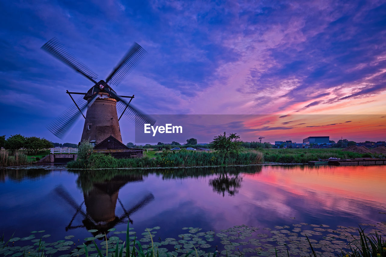 Windmills at kinderdijk in holland. netherlands