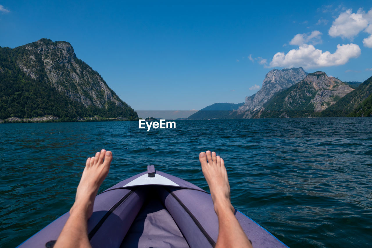 Kayaking on lake traunsee, austria